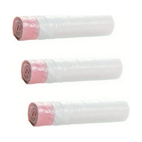 Sac poubelle à liens coulissants, 3 rouleaux x 45 pièces, petits sacs à déchets, format compact, résistants, usage quotidien, fermeture facile, 135 sacs au total (1/4)