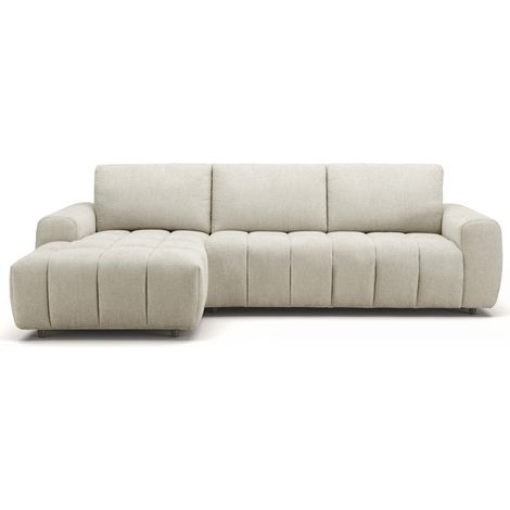 Canapé d'angle convertible ouverture express en tissu beige AGATHE - Angle gauche (1/5)