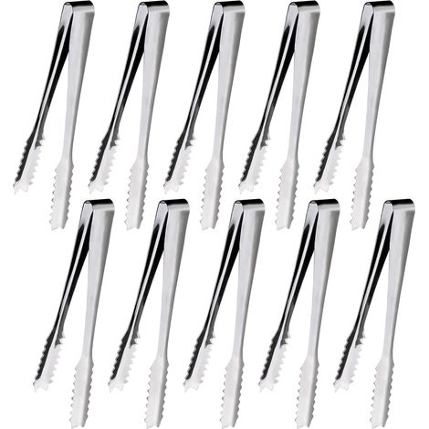 10 Pièces Pince a Glacon, 15,2 cm Pince a Sucre, Pince Bonbon, Pince Inox, Pince à Sucre, Pour Sucre, Biscuit, Buffet, Café, Cuisine et Plus (Argent) (1/5)