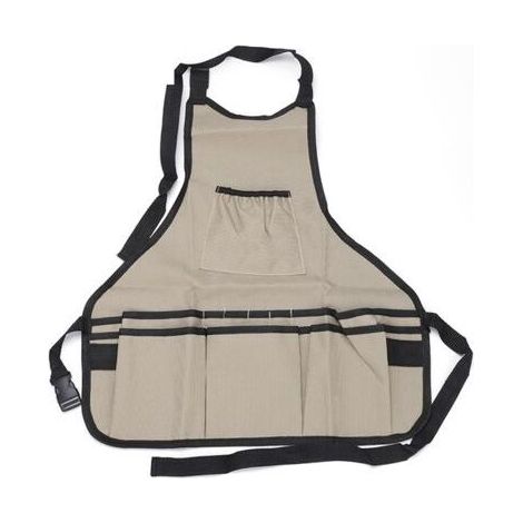 Tablier de jardinage kaki en tissu Oxford réglable avec poches, tablier de travail multifonction imperméable pour charpentiers et jardiniers pour femmes, hommes et adultes (épais et durable) (1/5)