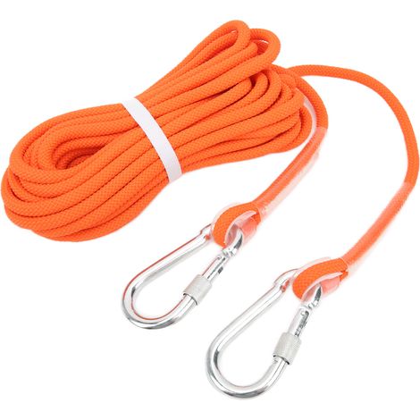 Corde d'escalade statique 8mm orange pour alpinisme, via ferrata et entraînement en salle