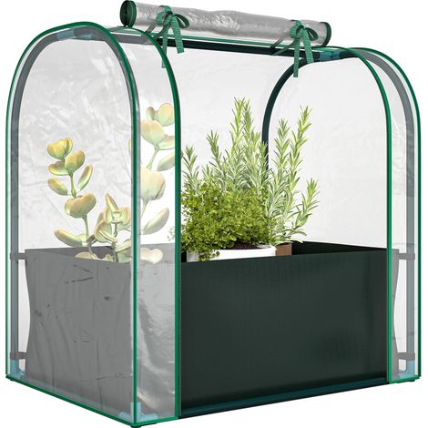Mini Greenhouse Garden Planting Bag 68 x 50 x 70 cm Dark Green Roll Up Door, Portable Mini Greenhouse, Balcony, Patio, Garden (1/5)