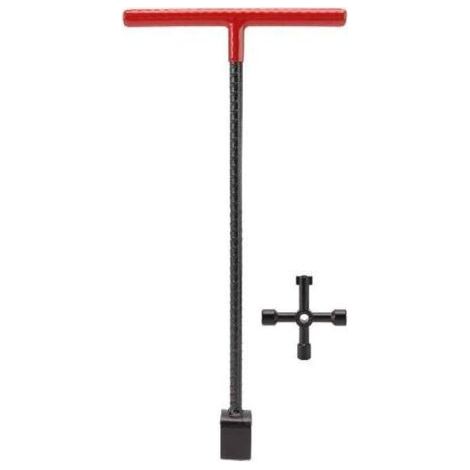 Clé de Compteur D'eau, Clé de Trottoir à Poignée en T Multifonction avec Clé Utilitaire à 4 Voies pour Robinets de Vannes pour Vanne D'arrêt D'eau Principale-Chrom (1/5)