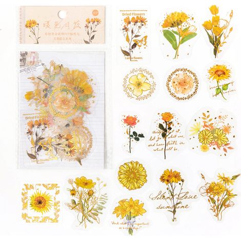 30 Autocollants Fleuris Élégants et Esthétiques pour Journal Créatif, Stickers Floraux Bohème Coucher de Soleil (1/5)