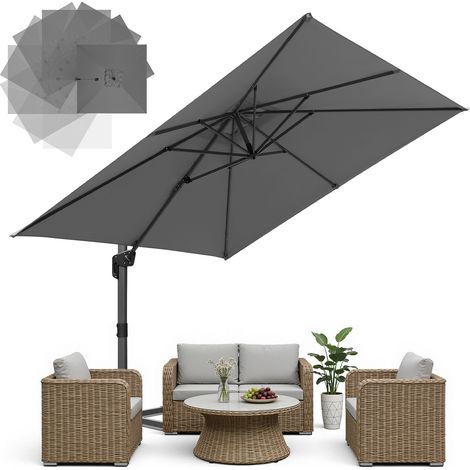 Jiubiaz Sombrilla gris Ø300 cm: diseño moderno para terrazas.