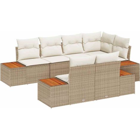 Maison Exclusive - Gartensofa-set mit Kissen 7 pcs Beige und Crem