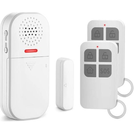 Alarme de Porte et Fenêtre, 2 Télécommandes, 130dB Sirène, Volume Réglable, Alarme à 5 Modes De Fonction, Capteur de Sécurité Magnétique, Alarme Maison sans Fil pour Maison, Magasin, Enfants (1/5)