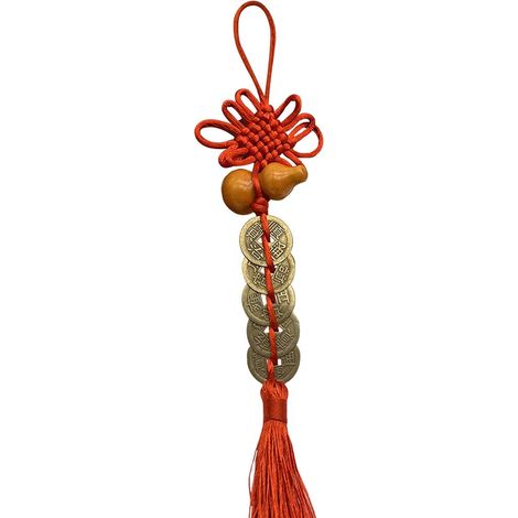 Feng Shui Ornaments, Chinese Wealth Ornament, Five Emperors Money Pendant, Feng Shui Wealth Pendant, Traditional Chinese Knot Tassel Charm, Lucky Gourd Pendant for Wealth and Success (1/5)