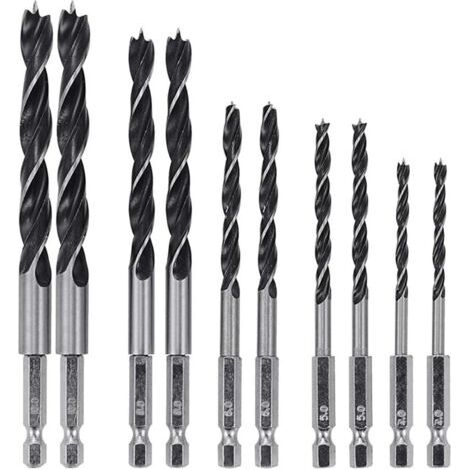 Sollbry 2 Set 5pcs 6.35m Tige Hexagonale HSS Foret à Torsion Goujon Twist Drill Travail du Bois Bits-4mm 5mm 6mm 8mm 10mm (1/5)