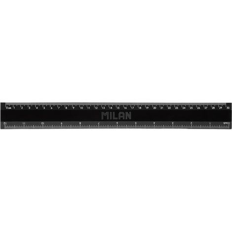 30 cm Lineal30 cm Lineal mit Messungen in cm und Zoll Serie Shadow aus schwarzem Kunststoff MILÁN