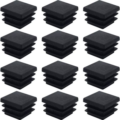 40 Stück 20 mm x 20 mm quadratische Kunststoffkappe, schwarze quadratische Rohrkappe, Kunststoff-Endkappe für Möbelfüße, Schrankregal, Stuhlbeine