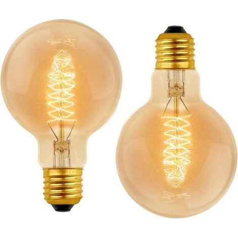 Ampoule Vintage Globe G80 E27 Dimmable 60W Blanc Chaud 2700K, 600lm, Ampoules de Décoration à Incandescence Rétro E27 Spirale Tungstène Filament Lampe, lot de 2 (1/4)