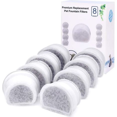 Filtri di ricambio al carbone per fontanelle PetSafe Drinkwell Avalon, Pagoda, da 2 galloni, Sedona e Seascape, confezione da 8 (1/5)