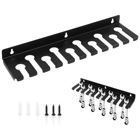 Porte Outils Mural,Rangement Outils Mural en Acier au Carbone avec vis et Chevilles,Rangement Atelier 35cm Pratique pour Garage,Entrepôt,Jardinage,Atelier et Établi (Noir) (1/5)