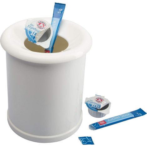 Westmark Cestino/Pattumiera da tavolo, capacità: 1 litro, effetto porcellana, coperchio rimovibile, plastica, bianco, 21202270 (1/4)