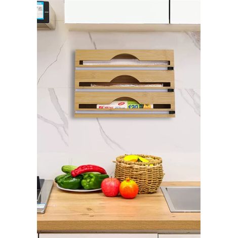 Distributeur de film de cuisine alimentaire à 3 niveaux avec coupe-glissière