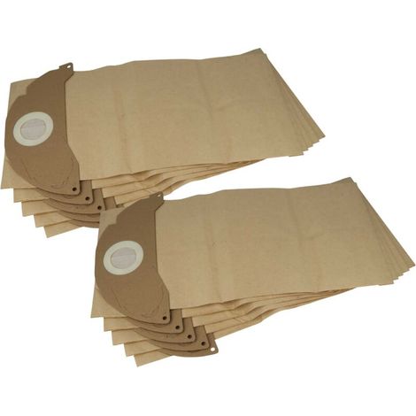 vhbw 10x Sacs compatible avec Kärcher SE 3001 PLUS, SE 3001 HOT, SE 3001 (seulement aspiration à sec) aspirateur - 44cm x 20cm marron