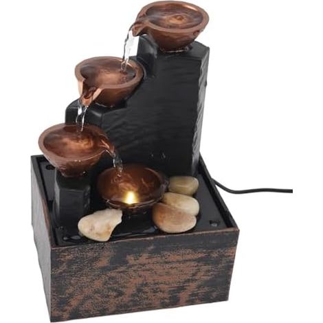 Fontaine D'intérieur en Cascade de Table, Mini Fontaine d'eau avec Lumière LED, Petite Cascade de Relaxation, Fontaine de Table Alimentée par USB pour (1/5)