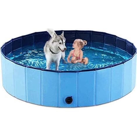 Piscine pour enfants et animaux de compagnie (80 x 20 cm), pliable, en PVC antidérapant, robuste, idéale pour le jardin, la terrasse ou la salle de bain.