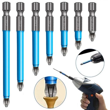 Lot de 7 embouts de perçage magnétiques antidérapants à tige hexagonale, durables et légers, pour tournevis électriques-AquaForge (1/2)