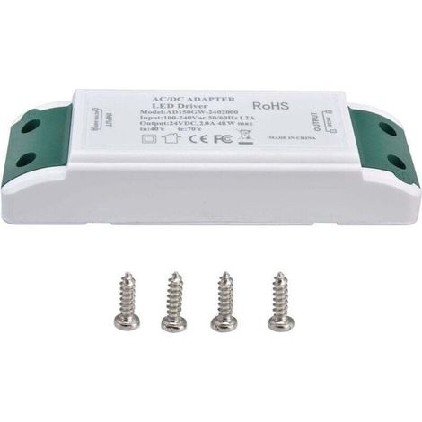 Transformateur LED 24V DC 2A 48W Alimentation à Courant Constant pour Maison et Bureau AC100-240V (1/4)