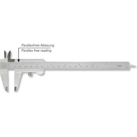 Taschenmessschieber active inox Tiefenmaß eckig 150 mm mit Prismenführung 2fach
