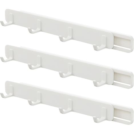 Crochets Coulissants De Cuisine Avec Rail De Glissière Crochet De Manteau Coulissant Rétractable Lot De 3 Support Mural Adhésif Sans Perçage Pour Placard Salle De Bain Et Buanderie (1/5)