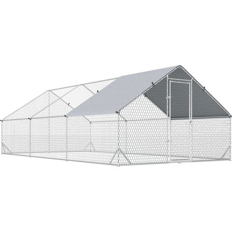 GagaEnclos poulailler chenil volière extérieur 18 m² - Parc grillagé dim. 3L x 6l x 2H m - Espace Couvert - Acier galvanisé (1/5)