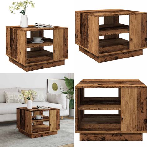 vidaXL Table basse vieux bois 55x55x42 cm bois d'ingénierie (1/5)