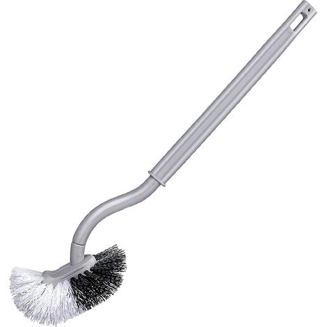 Brosse pour cuvette de toilettes, brosse de salle de bain à manche compact, brosse de nettoyage angulaire au design incurvé avec poils robustes pour un nettoyage en profondeur (1/5)