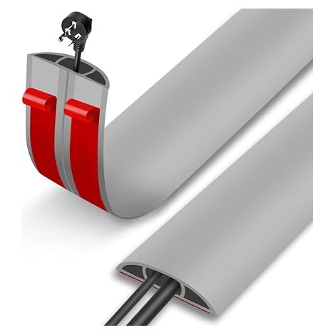 Lightweight Floor Cable Duct with 3 Cable Holes for Use in Offices, Factories and Warehouses (Grey) (1/5)
