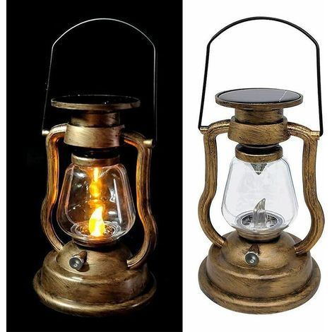 Bougie solaire sans flamme LED lanterne de camping lampe à huile rétro pour camping cour éclairage extéri décoration bougeoir bougies d'halloween décoration de noël saint valentin (1/5)