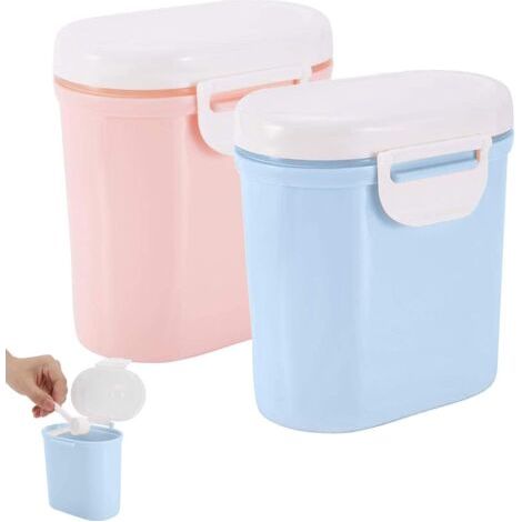 2 Stück Baby-Milchspender, tragbare Milchpulver-Spenderbox mit Nivellierer und Löffel zur Aufbewahrung von Milchpulver und Fruchtsnacks