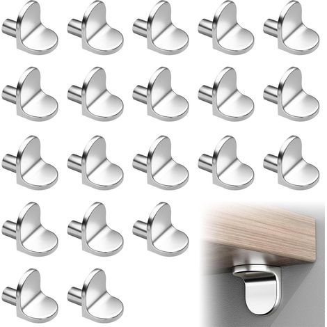 Lot de 20 supports d'étagères en forme de L pour étagères, armoires, armoires de cuisine, étagères, meubles (argenté) (1/5)
