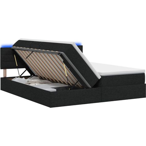 Letto con contenitore LED e materasso Nero 180 x 200 cm Tessuto vidaXL (1/5)