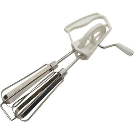 Manuel du batteur à main, batteur à œufs manuel - Fouet à manivelle en acier inoxydable avec 2 têtes de mélange Outil de cuisine suspendu, mélangeur d'œufs multifonctionnel lavable au lave-vaisselle (1/5)