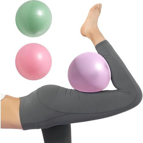 Lot de 3 petits ballons de Pilates (25 cm) antidérapants avec paille de gonflage, idéaux pour le yoga, l'entraînement à domicile et l'équilibre. (1/5)