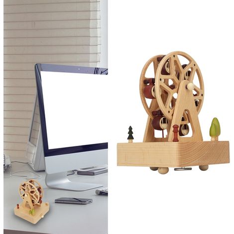 Boîte à musique grande roue, clochette musicale, boîte à musique pour la Saint-Valentin, objet artisanal en bois, cadeau original, cadeau d'anniversaire, chanson « Le Château dans le ciel » 1501A Gran (1/5)