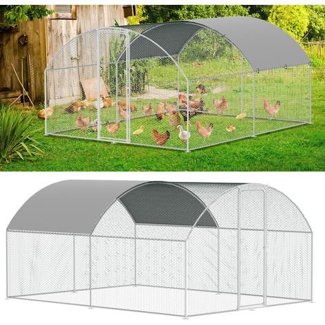 Jopassy Recinto per pollaio Recinto per esterno Acciaio zincato con rete metallica e tettoia Gabbia per animali Pollaio per conigli 3 x 4 x 2 m 12 m² cupola (1/5)