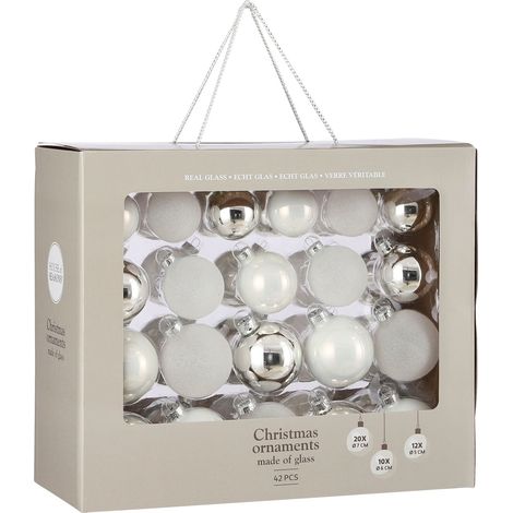 House of Seasons Ensemble de boules de Noël Blanc H7xl7xL7cm (1/2)