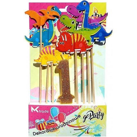 Geburtstagsdekorationskerzen und Dinosaurier, 8 Stück