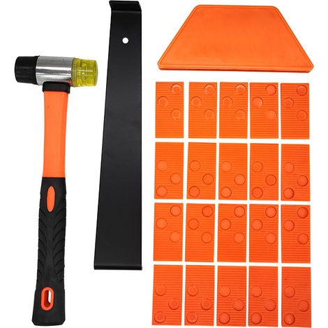 23 Pièces Plancher Laminé Kit, Maillet en Caoutchouc Double Face avec Bloc de Frappe Robuste, Barre de Traction en Acier Robuste, Sol Espaceurs -pour Parquet Stratifié L'installation