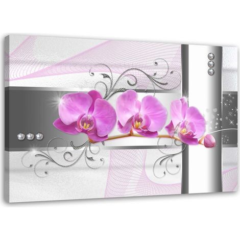 Tableau sur toile, Orchidées fleurs nature rose - 60x40 (1/5)