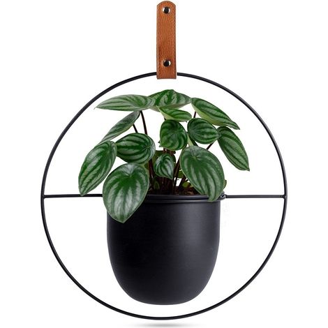 Pot de fleurs suspendu en métal, noir, 30 cm, 1 pièce. (1/5)