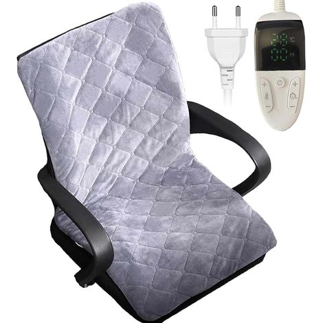 Chaise de bureau chauffante, coussin de chaise chauffant intégré pour les hanches et le dos, chauffage synchrone 40x90cm Coussin de siège et dossier chauffant de grande surface (1/5)