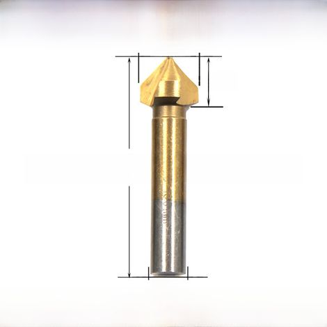 Couteau à chanfreiner à trois lames plaqué titane à 90 degrés, outil d'alésage, d'ébavurage, de fraisage, de chanfreinage, foret à bois (16,5 mm plaqué titane, unité [37 g]) (1/5)