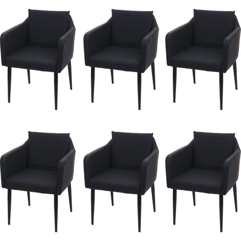 Set 6x poltrone sedie pranzo soggiorno Lounge HHG-734, ecopelle nero