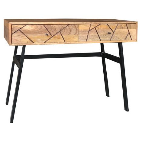 Amar Console Table - Iron Base - Mango Wood/Iron - L50 x W100 x H75 cm - Light Finish - Assembly Required