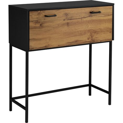 Secrétaire noir en bois avec cadre métallique – Dimensions 120x60x75cm – Design moderne et intemporel – Espace de rangement intégré (1/5)