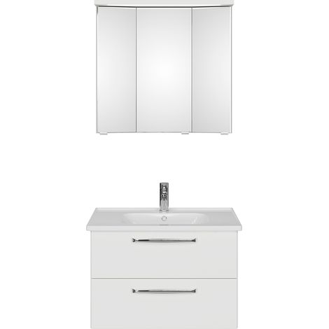Waschplatz Set mit Keramikwaschbecken TRENTO-66 in weiß Glanz, B/H/T: ca. 79/200/51,4 cm (1/5)